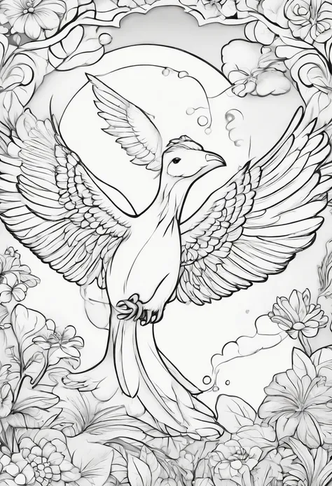 Generate black and white coloring pages of cute cartoon-style flying animals with low detail, no shading, no shadows, no background, and no borders.