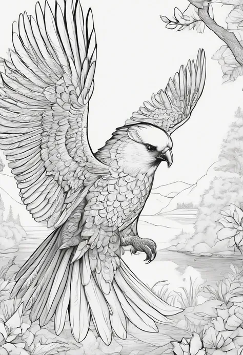 Generate black and white coloring pages of cute cartoon-style flying animals with low detail, no shading, no shadows, no background, and no borders.