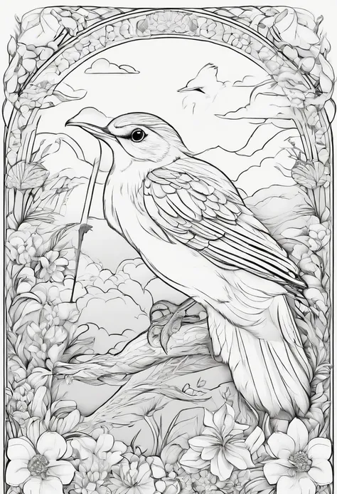 Generate black and white coloring pages of cute cartoon-style flying animals with low detail, no shading, no shadows, no background, and no borders.