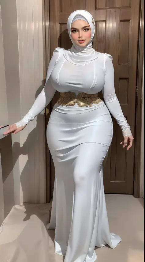 (ultra realistic,photorealistic:1.37), (best quality,4k,8k,highres,masterpiece:1.2), ultra-detailed (hijabis milf), (attractive pose), (sexy pose), (flirty facial expressions), (crouch), (full body view), (perfect body shape), (slim waist), (huge size boob...