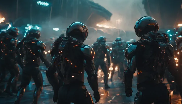 army of cyborgs preparing for attack