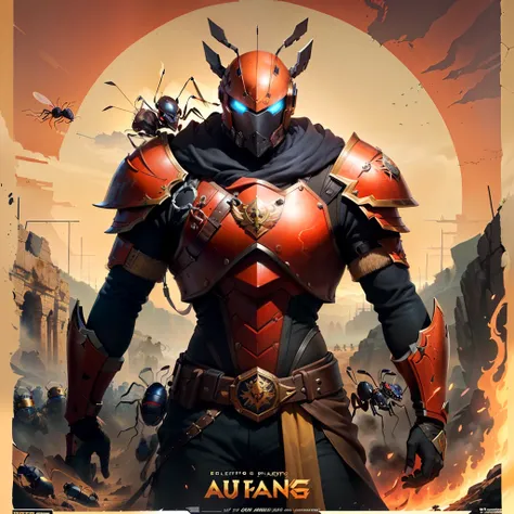 A poster to recruit members to play a game about ants, eye-catching, stands out, convincing idea, power, strength, alliance, allies, victory in battle, graphic art with words, 8k, high definition, poster art, masterpiece, wow