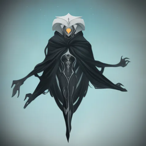 um desenho preto e branco de uma mulher com uma capa e uma espada, Arte conceitual escura de alto contraste, arte conceitual demon soul, symmetric concept art, Ceifador de Overwatch, O Ceifador como um Assustador, arte infestada de warframe, rsrs, Rei do C...