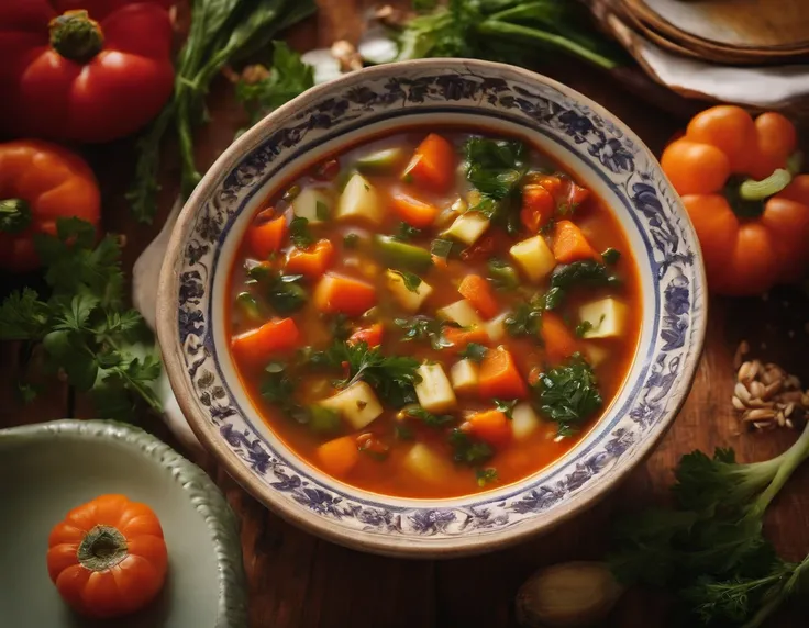 bowl of veggie soup