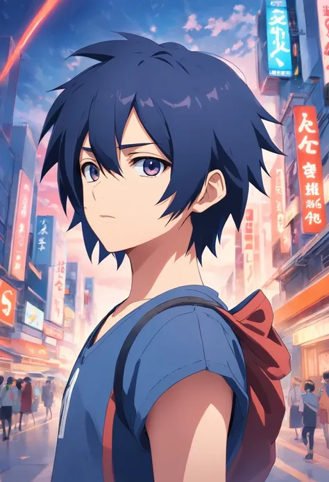 sasuke uchiha, 14 anos, casaco, mecha de cabelo branco, olhos pretos