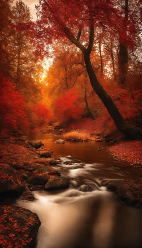 Autumn view，autumnal，evening light，Red cloud，eventide，riverbank，Scenic beauty，