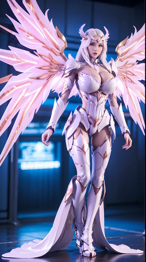 HUGE BOOBS, ICE PHOENIX DOULUO, MECHA ARMOR FULL SUIT, (CLEAVAGE), (A PAIR LARGEST WINGS), TRANSPARANT, TALL LEGS, STANDING, SEXY BODY, MUSCLE ABS.