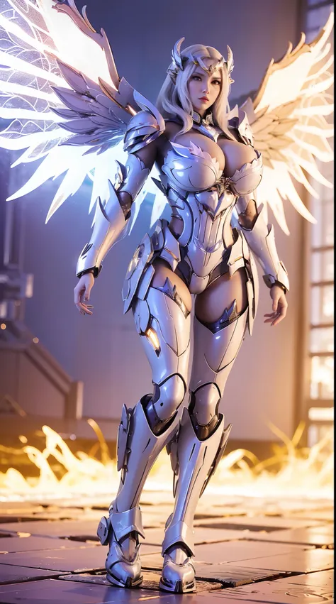 HUGE BOOBS, ICE PHOENIX DOULUO, MECHA ARMOR FULL SUIT, (CLEAVAGE), (A PAIR LARGEST WINGS), TRANSPARANT, TALL LEGS, STANDING, SEXY BODY, MUSCLE ABS.