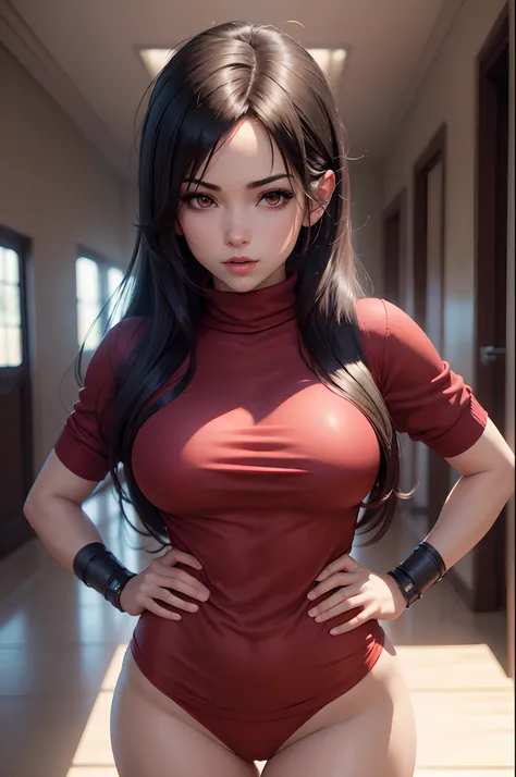 Anime girl in red sweater, Retrato de Tifa Lockhart, Fanart exquisito altamente detallado, seductor retrato de Tifa Lockhart, Retrato de Tifa Lockhart, Tifa Lockhart, faye valentine, Tohsaka also., Tifa, Fanart de alta calidad, Tifa Lockheart, artgerm extr...