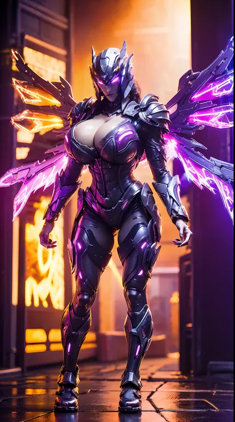 HUGE BOOBS, RGB, MECHA ARMOR FULL SUIT, (CLEAVAGE), (A PAIR LARGEST WINGS), TRANSPARANT, TALL LEGS, STANDING, SEXY BODY, MUSCLE ABS.