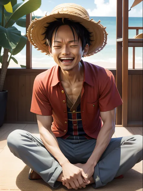 Luffy sitting、Laughing