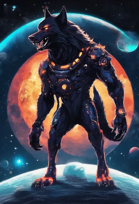 werewolf gigantic black humanoid wolf.