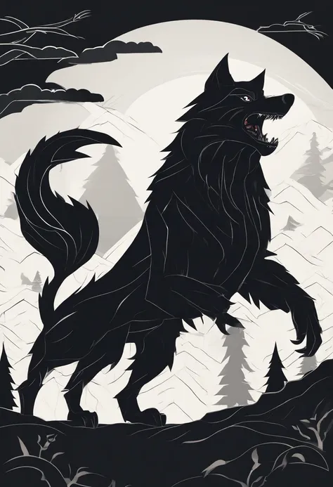 werewolf gigantic black humanoid wolf.