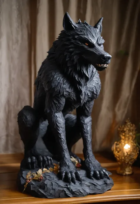 werewolf gigantic black humanoid wolf.