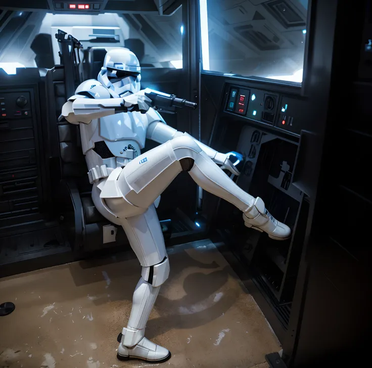 a man in a Star Wars suit with a gun, Slippers on your feet, Stormtrooper, In the armor of an attack aircraft!!, Imperial agent from Star Wars, In the shiny armor of a stormtrooper, """Star Wars""": Imperial style, Star Wars character, Watch the film """"S...