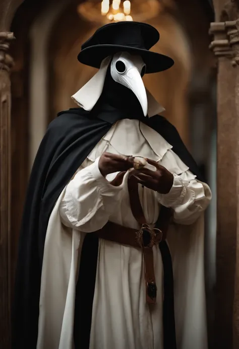 plague doctor in white clothres