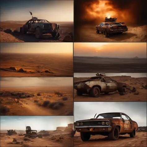 "((Post-apocalyptic world, Gritty atmosphere, Dystopian landscape)) madmax"