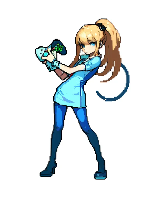 (masterpiece, top quality, best quality), pixel,pixel art,1girl,full body, gamer, xbox, joystick, earphones