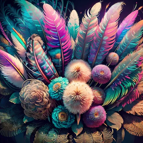 Riff Style 2 (masutepiece, top-quality, Best Quality, Official art, Plants and bird feathers, Beautiful and aesthetic:1.2), (Pampas grass:1.3), Extremely detailed,(Fractal Art:1.1),(Colorful:1.1)(Flowers:1.3),highest details,(Zentangle:1.2), (Dynamic Pose)...