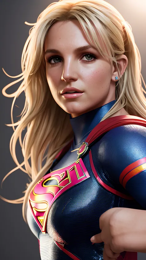 Britney Spears, supergirl, photography, soft lighting, soft details, octane, artstation trend, ultra high detail, ultra realistic, cinematic, 16k