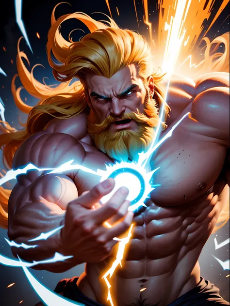 Portrait of a mighty Zeus unleashing all his powers, digital art in the style of Robert Liberace, dynamic action poses