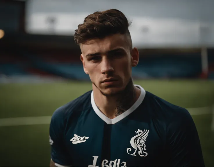 Homem Soccer Player face, Tattoos, 18 year old man, in Liverpool