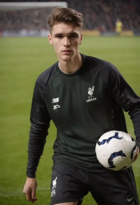 Homem Soccer Player in Liverpool, 18 year old man, goalkeeper, on the field