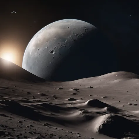 Master Parts、Superior Quality、superior image quality、The 8k quality、Beautiful pictures of the starry sky、magnifica、Arched Milky Way:1.25、Alafed view of Earth from the lunar surface:1.25, Lunar surface, space photo, on the moon, moon background, moon backgr...