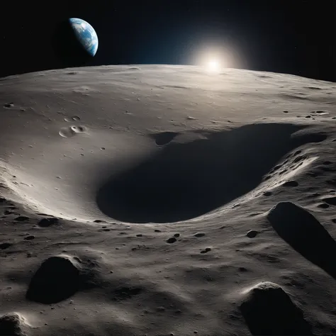 Master Parts、Superior Quality、superior image quality、The 8k quality、Beautiful pictures of the starry sky、magnifica、Arched Milky Way:1.25、Alafed view of Earth from the lunar surface:1.25, Lunar surface, space photo, on the moon, moon background, moon backgr...