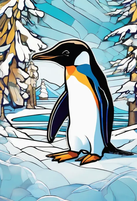 There is a penguin sitting in the snow, Penguin 0, Fat Penguin Unity Asset, fat penguin, penguin, penguin, Anthropomorphic penguins, Pingu, Blue Penguin, Shading Vector Art, very detailed illustration, illustratio, highly detailed Vector art, laurent durie...