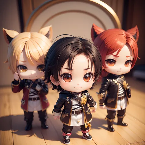 4(((Chibi 3D))) (Best Quality), (masutepiece)(Boys Chibi Alqueiro Costume:1.3)，Smiling。