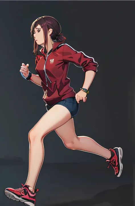 cartoon of a woman running with a tennis racket in her hand, pose de corrida, the anime girl is running, girl is running, menina...