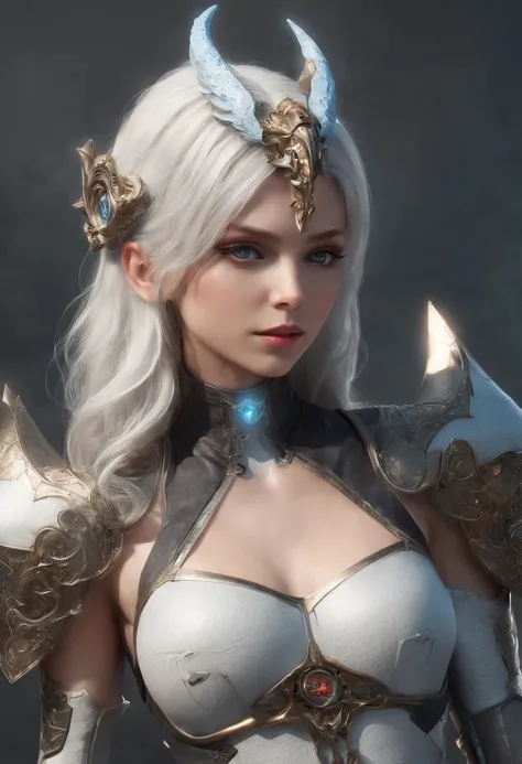 Cirilla Fiona Elen Riannon，Highest image quality，Outstanding details，超高分辨率，（Fidelity：1.4）, Favor the details，closeup cleavage，Ride a dragon，High-tech dragon knight mech，He has a delicate and beautiful face，（（Blue-white flying semi-mechanical fuselage：1.8））...