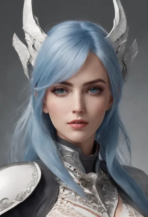 Cirilla Fiona Elen Riannon，Highest image quality，Outstanding details，超高分辨率，（Fidelity：1.4）, Favor the details，closeup cleavage，Ride a dragon，High-tech dragon knight mech，He has a delicate and beautiful face，（（Blue-white flying semi-mechanical fuselage：1.8））...