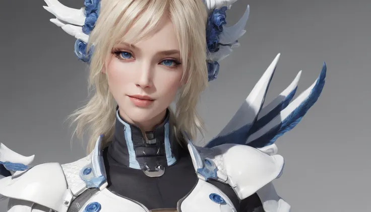 Lunafreya Nox Fleuret，Highest image quality，Outstanding details，超高分辨率，（Fidelity：1.4）, Favor the details，closeup cleavage，Ride a dragon，High-tech dragon knight mech，He has a delicate and beautiful face，（（Blue-white flying semi-mechanical fuselage：1.8）），Rais...