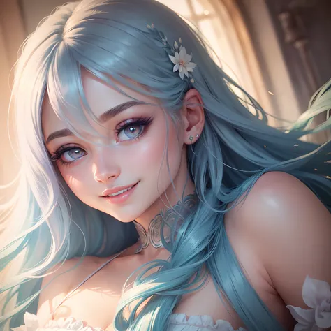 (best quality,ultra-detailed,beautiful girl,lovely smile,detailed eyes,long eyelashes,flowing hair,vibrant colors,soft lighting,portraits,pastel tones)