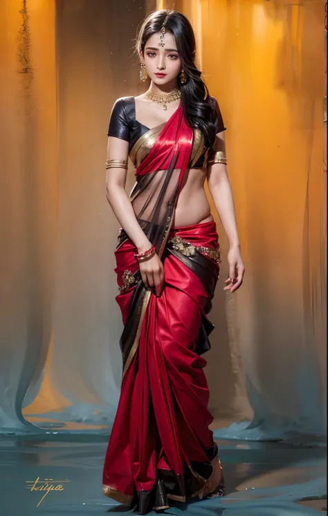 1girl,india girl,wearing saree, wearing earrings,big boobs,earring piercing in the nose,black hair,hyper realistic, ultra detail...