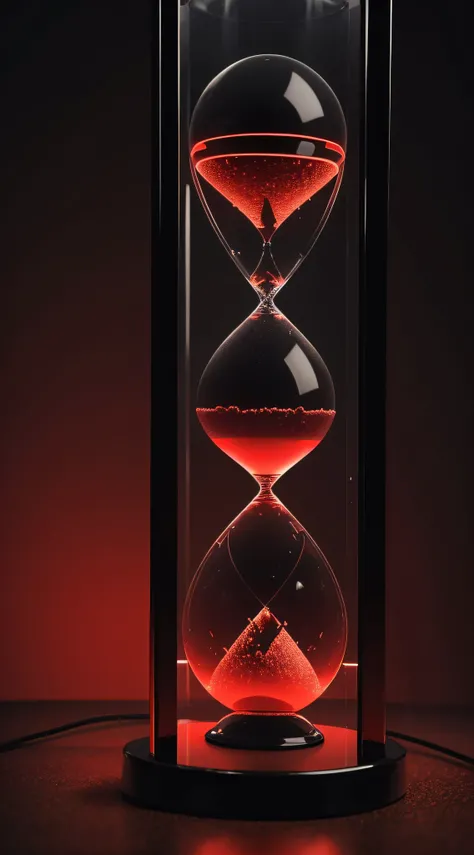 (image:high resolution, abstract, one-minute hourglass, electronic music cover, black and red colors)