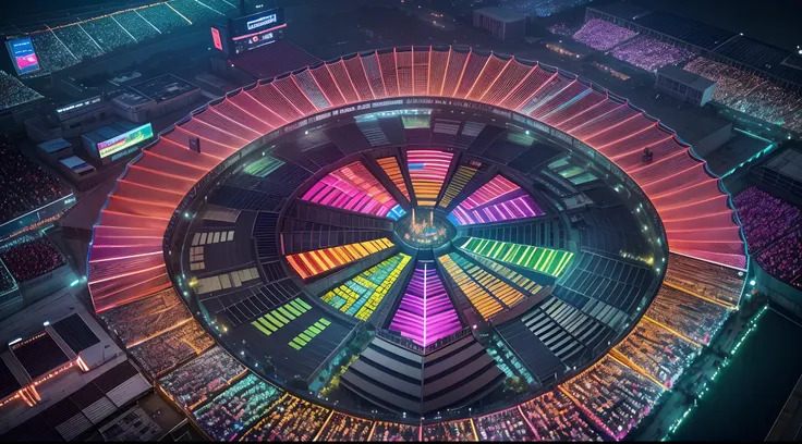 Aerial view of the opening ceremony of the Asian Games, Mesmerizing drone light show, Vibrant colors, Impressive formation, Synchronize motion, stunning  visuals, immersive experience, Entice your audience, Cutting-edge technology, Perfect execution，