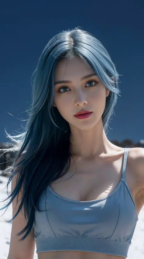 8K, Top Quality, Intricate Details, Ultra Detail, Ultra High Resolution, Masterpiece, random angle,  Slender, Smile, (Makeup: 0.4), (Fluffy Blue Eyes: 1.21), blue Eyes, looking at viewer, ((full body)), 1girl, solo, 1 girl, (( full body)), close up shot, ,...