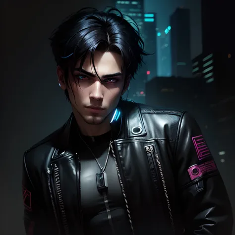 Change background cyberpunk handsome and hot boy