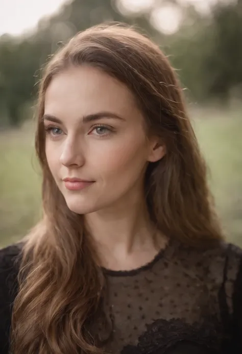 young person of approximately 20 years,  rubia, ojos celestes, cara tierna, ternura, mirada inocente, sonrisa perdida, iluminacion tenue, fondo parque, luz tenue, vestimenta simple roja