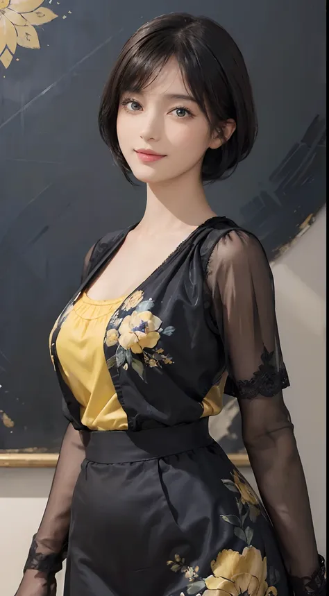 (((black shorthair))), (louvre museum), pose seductive, (a hyper-realistic), (illustration), (increased resolution), (8kuhd), (e...