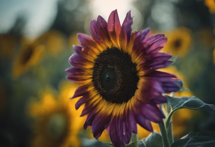 a sunflower flower on a bright blue background