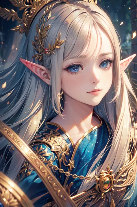 (best quality,ultra-detailed),(realistic:1.37) portrait of a cute girl with mesugaki hairstyle. She has a beautiful face, with mesmerizing eyes and luscious long hair. She embodies the essence of an elf, radiating a magical aura. The portrait captures her ...