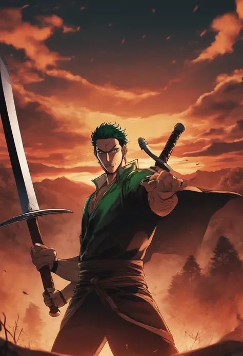 Un primer plano de una persona sosteniendo una espada frente a un grupo de zombis, Roronoa Zoro, Badass Anime 8K, Fondo de pantalla de manga 4 k, Mejor fondo de pantalla de Anime 4K Konachan, anime epic artwork, Chico guapo en el arte de Demon Slayer, Demo...