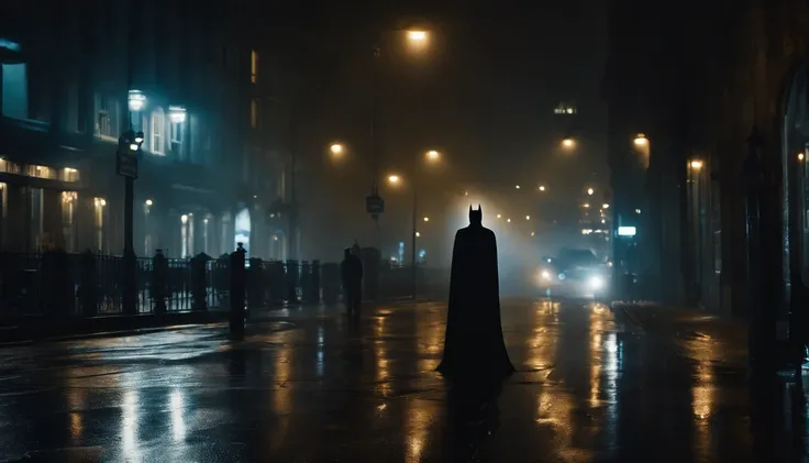 Batman, Gotham city at night, Christopher Nolan style, drama and lifesaving, in dynamic, atmosphere of darkness and horror, dramatic light, highly detailed, packed with hidden details, hyper realistic, uhd image, realism, colorful realism, UHD, 8K