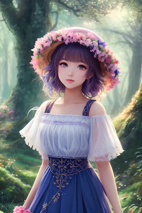 masterpiece, best quality, high quality,extremely detailed CG unity 8k wallpaper, An enchanting and dreamy scene of a fantasy forest, with towering trees, glowing mushrooms, and hidden fairy glens, creating a sense of mystique and enchantment, artstation, ...