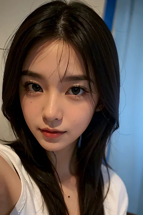 selfie, looking at the viewer, extremely detailed face, clear background, girl, solo