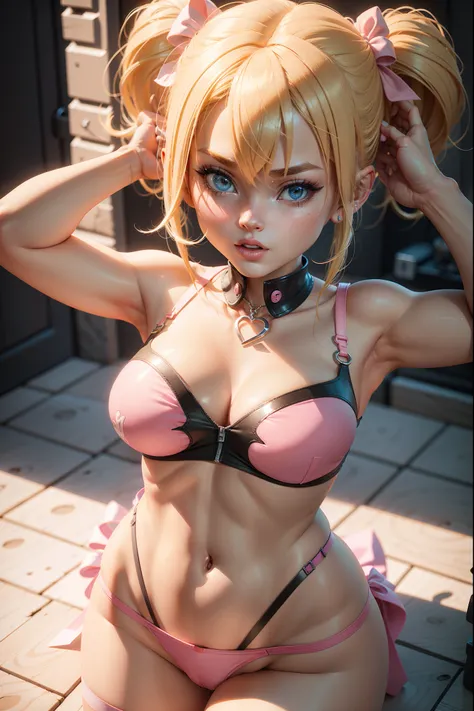 Sexy Cartoon girl with blonde hair and pink ribbon on her chest, 3D icon for mobile game, High detail of an iconic character, cute cartoon character, cute 3 d render, 3 d character art, Cartoon render Keyshot, adorable digital painting, cute character, @ Z...